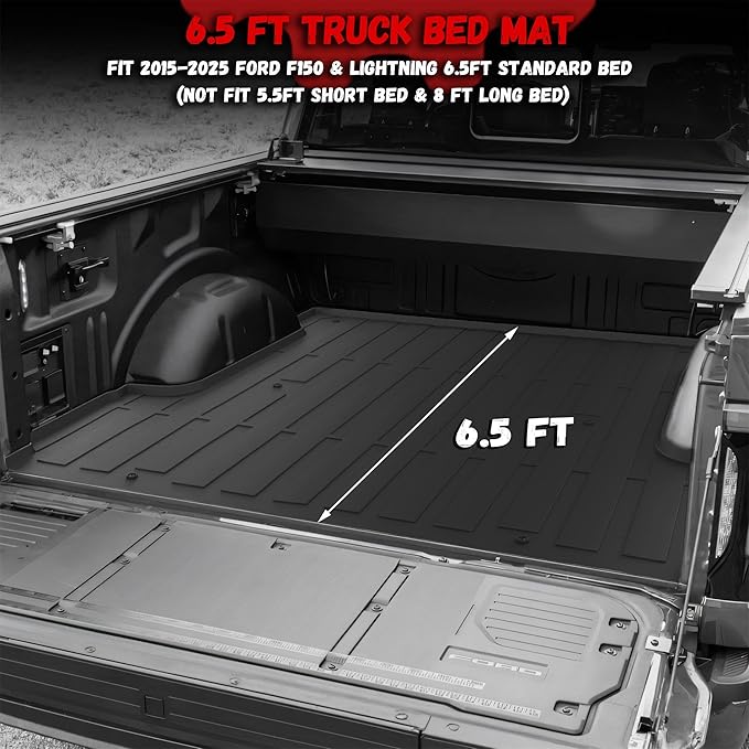 Truck Bed Mat Fit Ford F150 & Lightning 2015-2026 6.5FT Standard Bed, TPE All - Image 2