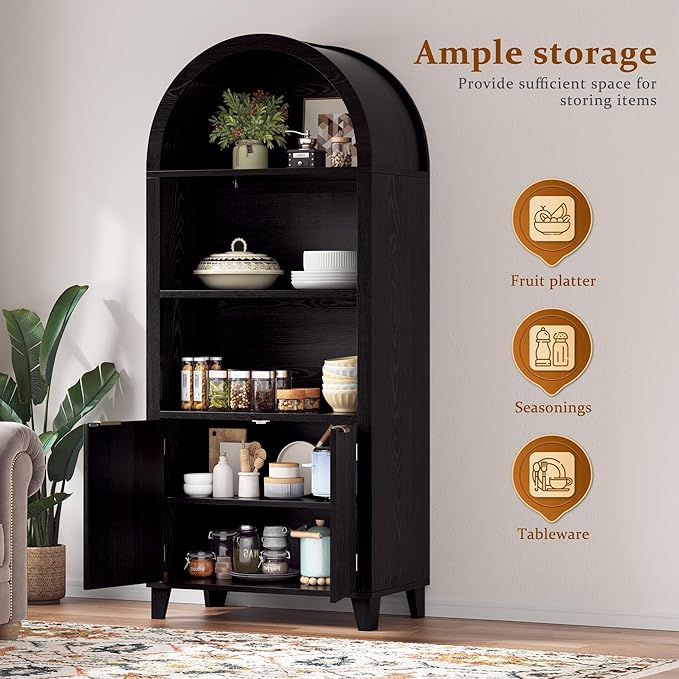 Arched Kitchen Pantry, 5-Tier Arched Cabinet - Image 5