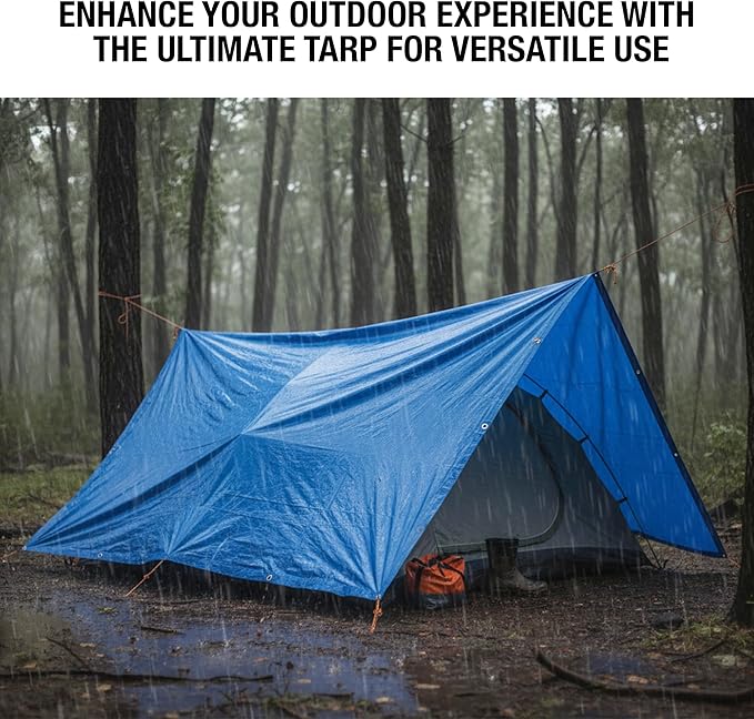 10x18 Blue Waterproof Tarp – Heavy Duty 5 MIL Thick Outdoor Tarpaulin Cover - Image 4