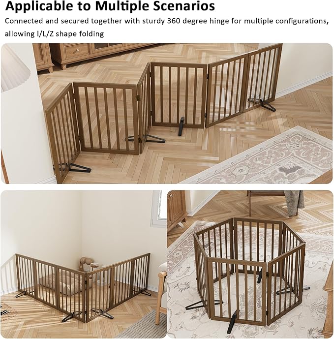 Dog Gate for Stairs, Foldable Dog Gate for Indoor Doorways House, Freestanding - Image 4