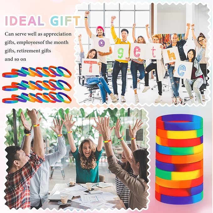 Liliful 100 Pcs Silicone Rubber Wristbands Rubber Wristband Bracelet Bands - Image 4