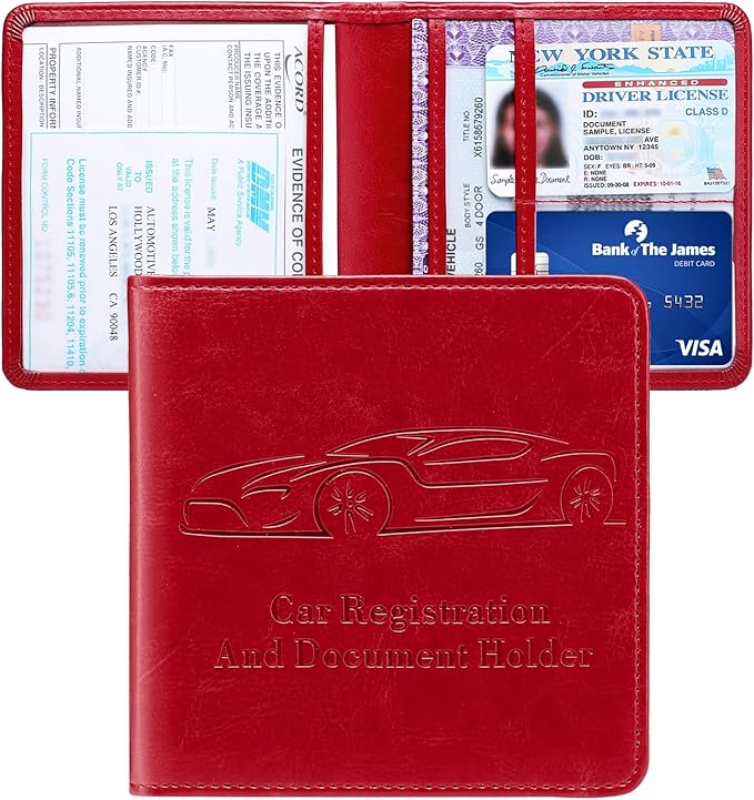 Registration and Insurance Card Holder, Vehicle Glove Box Car Organizer by Unknown