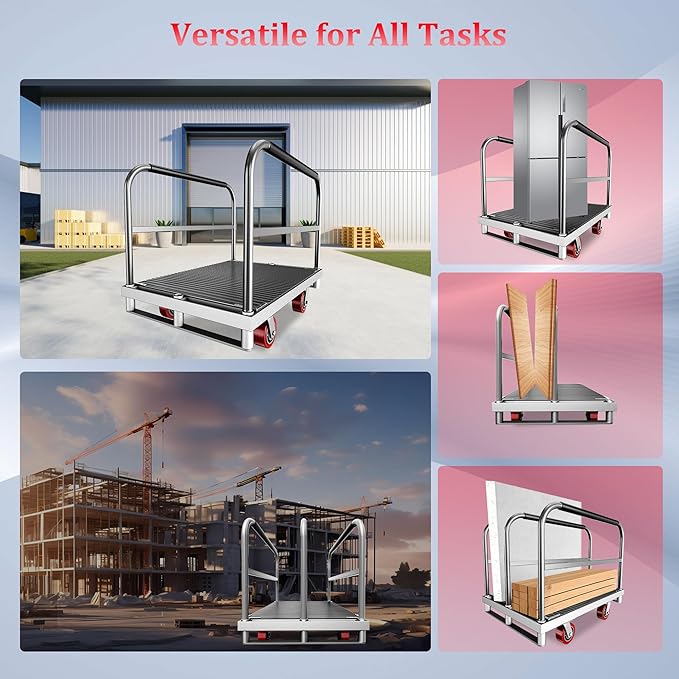 2IN1 Heavy Duty Panel Truck, 2600 lbs Capacity Drywall & Lumber Cart, Flatbed - Image 7
