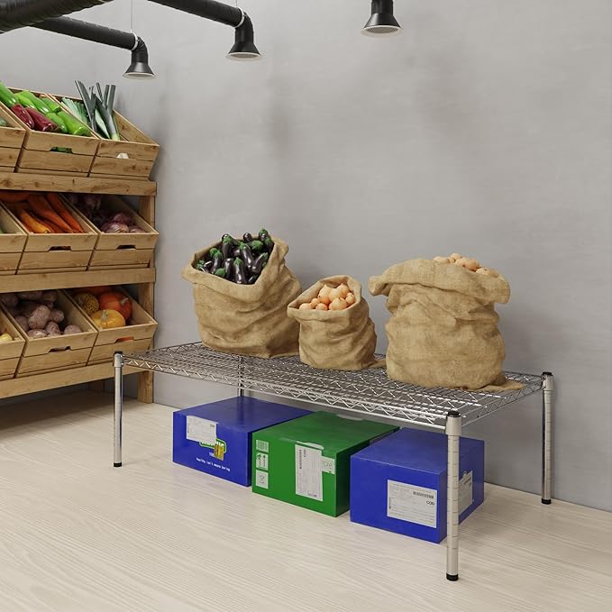 24''W x 48''L x 14''H Chrome Plated Wire Dunnage Rack | Off The Floor Storage - Image 2
