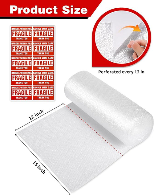 2-Pack Bubble Cushioning Wrap Rolls, 3/16" x 15" x 72' ft Total, Perforated 12" - Image 2