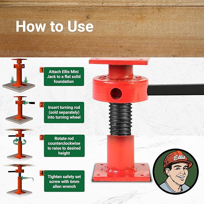 Ellis Manufacturing Adjustable Mini Screw Jack Post – House Jack - Image 4