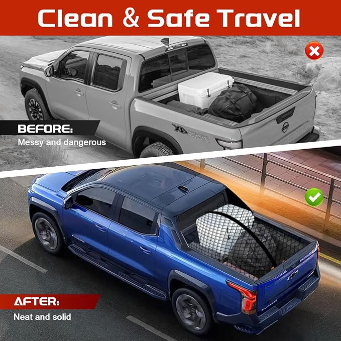 Truck Bed Cargo Net, Stretchable from 4'x4' to 7'x7', High Elastic Cargo Net - Image 5