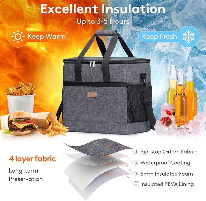 Lifewit Cooler Bag 30/50/60 Cans Collapsible and Insulated Large Lunch Bag - Image 4