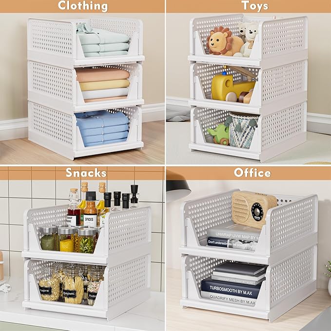 4 Pack Stackable Closet Storage Basket - Image 4
