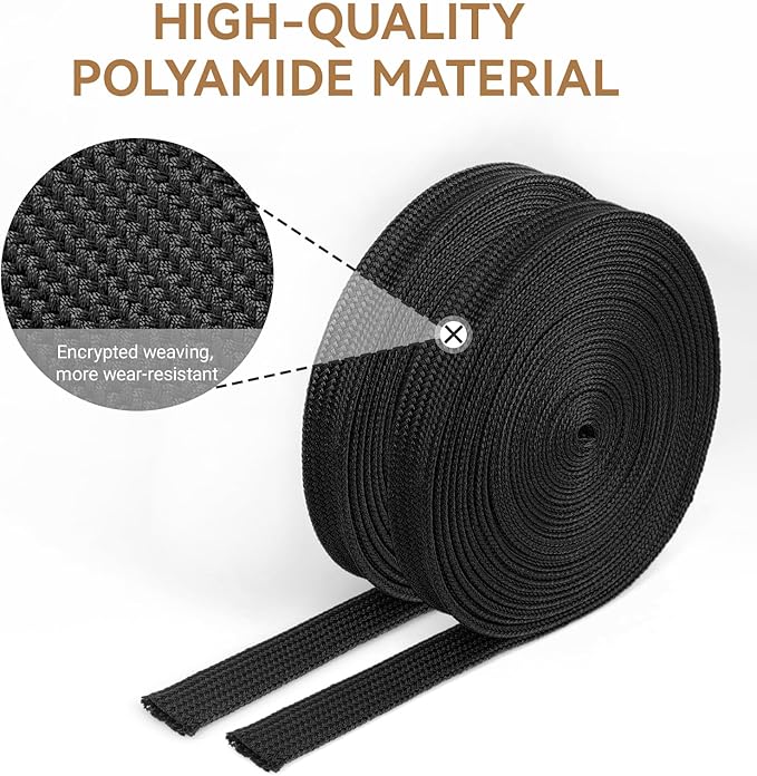 Polyamide Cable Sleeve, 10ft Flexible Expandable Braided Sleeving, Cable - Image 2