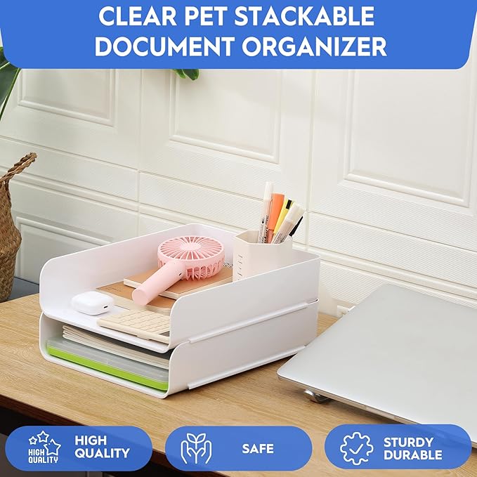 Letter Tray, PET Letter Tray Desk Organizer, Stackable Document Organizer - Image 3