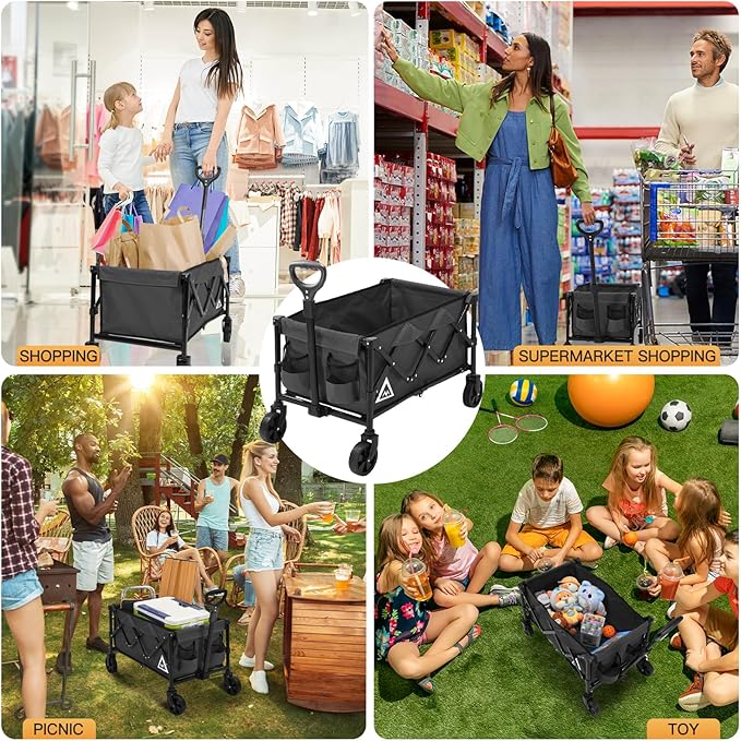 Wagon Cart Shopping Foldable Folding Collapsible - Image 4