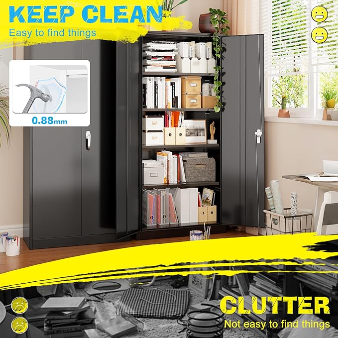 Pataku 71'' Metal Storage Cabinet, Garage Storage Cabinet - Image 4