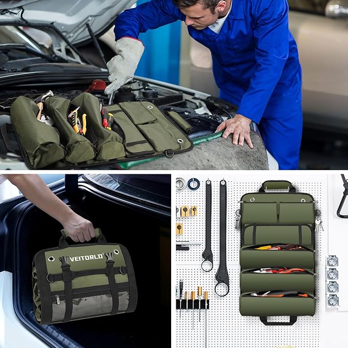 Tool Roll Up Bag, Gifts for Men Dad Husband Him, 1680D Portable Tool Storage - Image 6