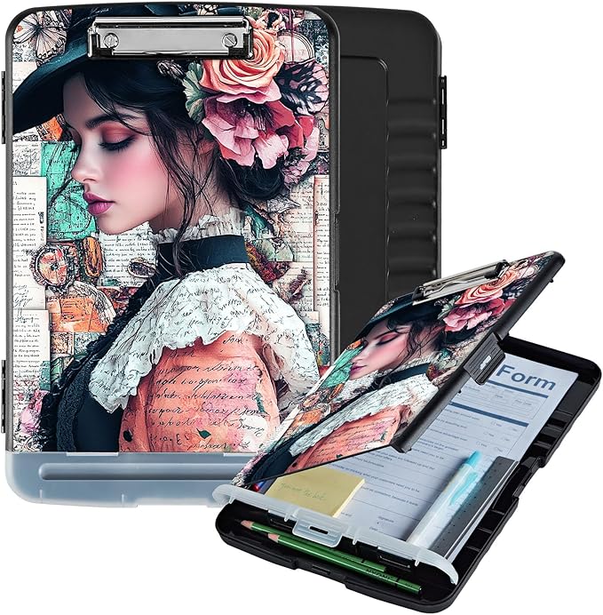 Clipboard with Storage Box & Pen Holder, Heavy Duty Clip Boards 8.5x11 by Unknown