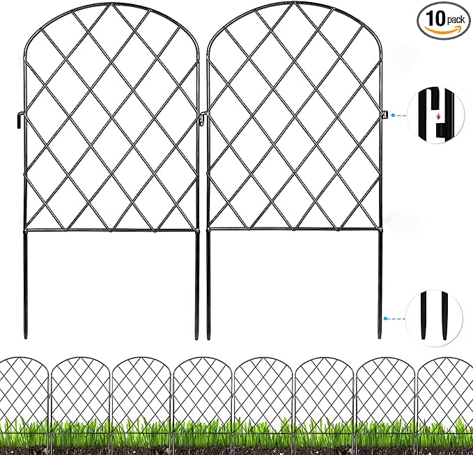 Decorative Garden Small Fence 10 Pack, 10 Ft X 24 in Black Mesh Rustproof Metal by Getlaygardenfence