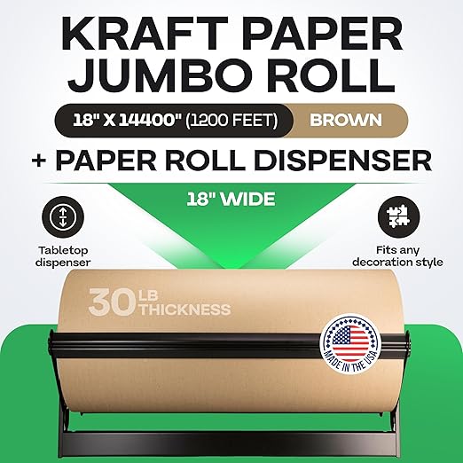 Brown Kraft Paper Jumbo Roll 18" x 14400" - Image 2