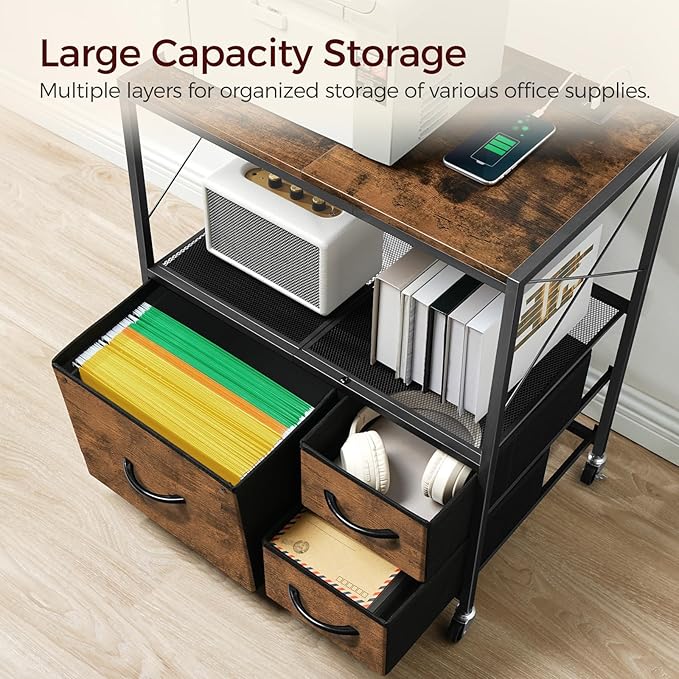 File Cabinet with Charging Station, 3 Drawer Lateral Filing Cabinet - Image 8