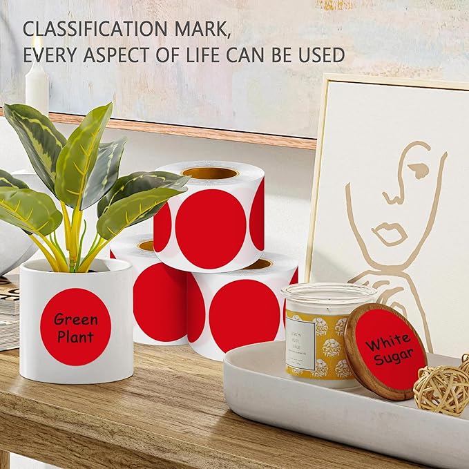 PARLAIM 3" Diameter Round Red Color Coding Sticker, 4 Rolls 2000PCS Circle Dot - Image 5