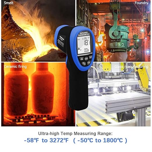 BTMETER BT-1800 Non Contact Pyrometer High Temperature Infrared Thermometer Gun - Image 7