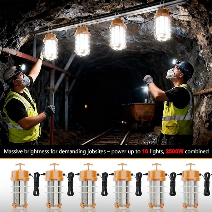 250W LED Temporary Work Light 37, 500 Lumens Construction Lights 5000K Portable - Image 3