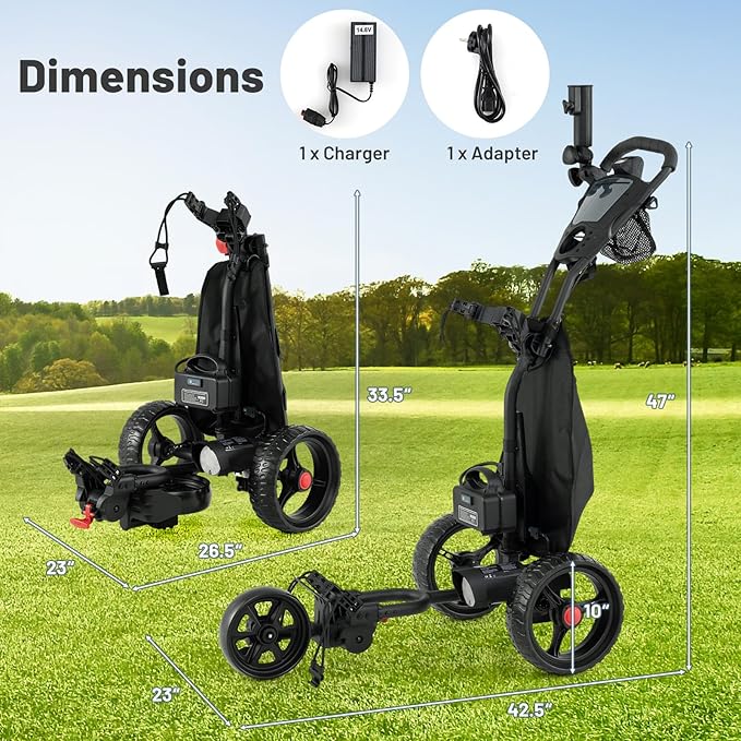 Tangkula Electric Golf Push Cart, Foldable 3 Wheels Golf Cart - Image 8