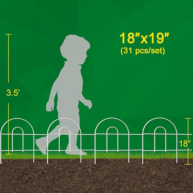 Decorative White Garden Fence Border 18in X50ft Outdoor Metal Wire Garden - Image 4