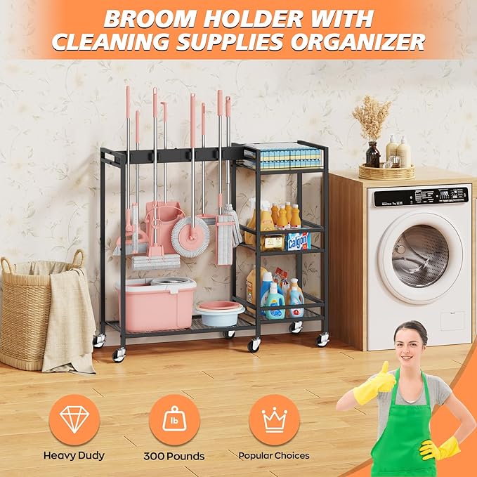 Broom and Mop Holder, MUNNAR Broom Storage Holder - Image 3