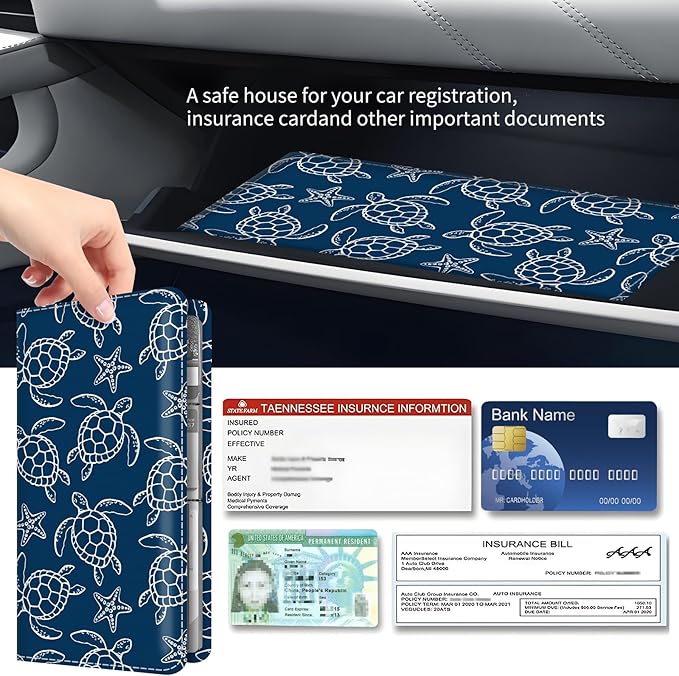 Premium Car Registration and Insurance Card Holder, Cute PU Leather Car - Image 3