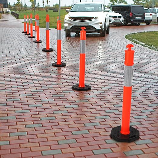 Delineator Post with Base 6 Pack, KOKEBREN 45 Inch Portable Orange Traffic - Image 7