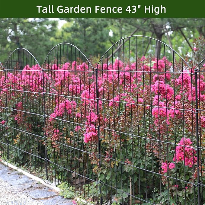 Decorative Metal Garden Fence Outdoor CTW3643, 43.2in H x 14.75 ft L, No Dig - Image 6