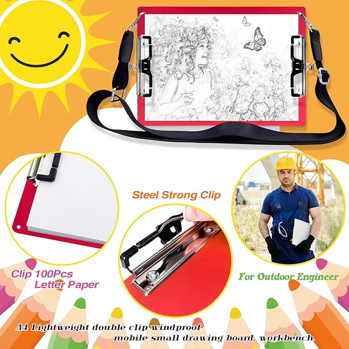 Aluminum Metal Clipboard with Detachable Adjustable Shoulder Strap A4 Double - Image 2