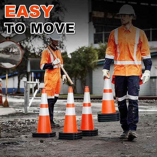 28" Orange PVC Construction Cones - Image 5