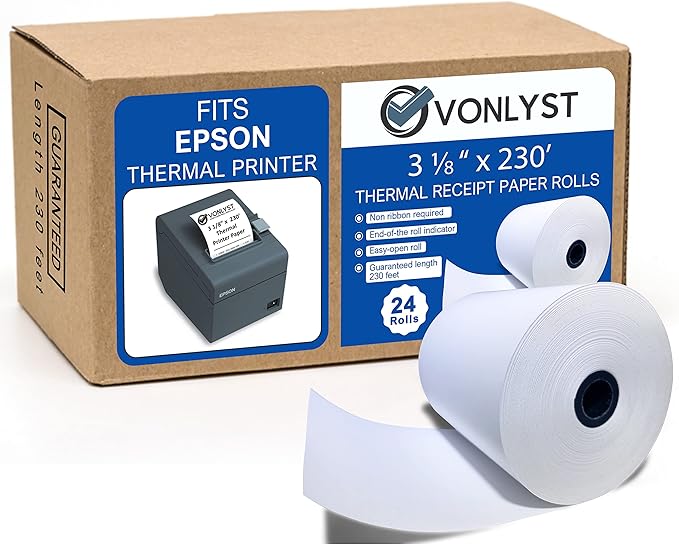 3 1/8 x 230 Thermal Paper Receipt Roll by VonlystReceiptPaperSpecialist