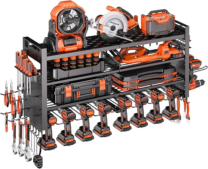 33" W Power Tool Organizer Wall Mount, 4-Layer Heavy Duty Tool Storage - Image 6