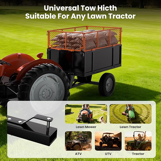 ATV UTV Trailer, Garden Utility Trailer Tow Behind Dump Trailers, 17 Cu.Ft - Image 4