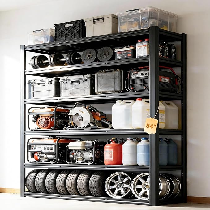 Metal Storage Shelves Unit, 6-Tier Adjustable Heavy Duty Garage Shelving by Unknown