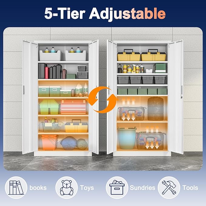 Metal Storage Cabinet, 71 Inch Tall Metal Storage Cabinet - Image 6