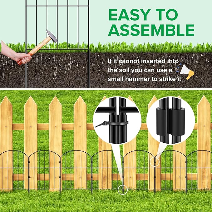 VANCASTLE Decorative Garden Fence Outdoor, 19 Panels Rustproof Metal Landscape - Image 3