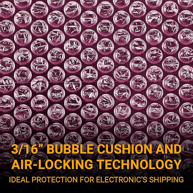 Pacific Mailer 2-Pack Anti-Static Bubble Cushioning Wrap Rolls, 3/16" x 17" x - Image 2