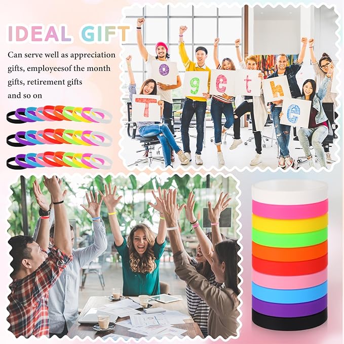Liliful 100 Pcs Silicone Rubber Wristbands Rubber Wristband Bracelet Bands - Image 3
