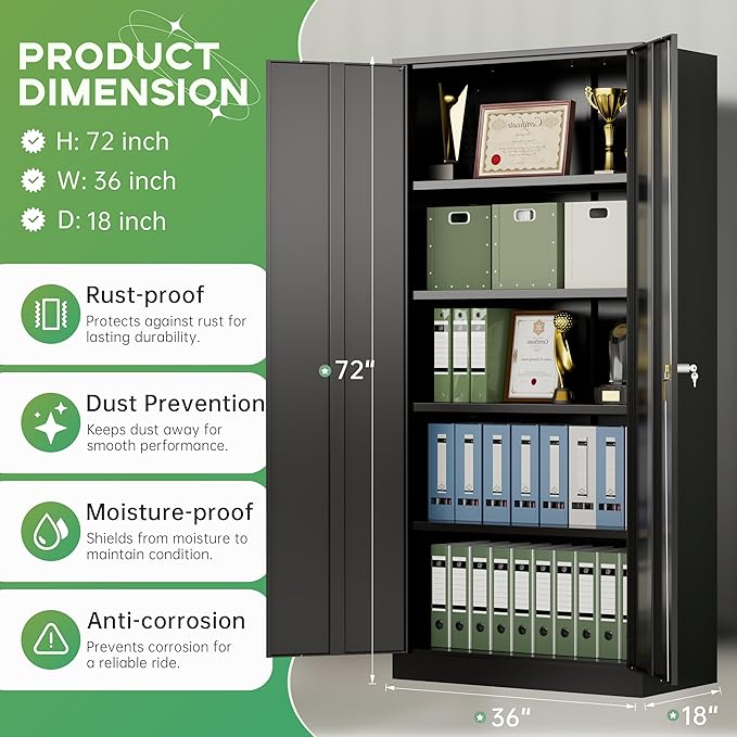 INTERGREAT 72-Inch Metal Storage Cabinet - Image 3