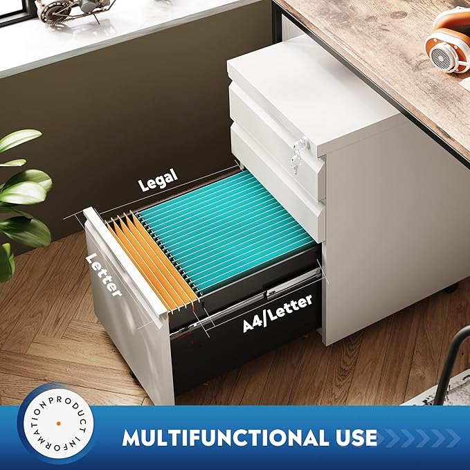 DEVAISE 3 Drawer Mobile File Cabinet - Image 5
