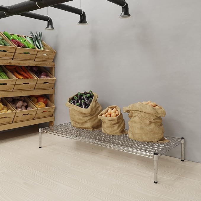 24''W x 54''L x 8''H Chrome Plated Wire Dunnage Rack | Off The Floor Storage - Image 2