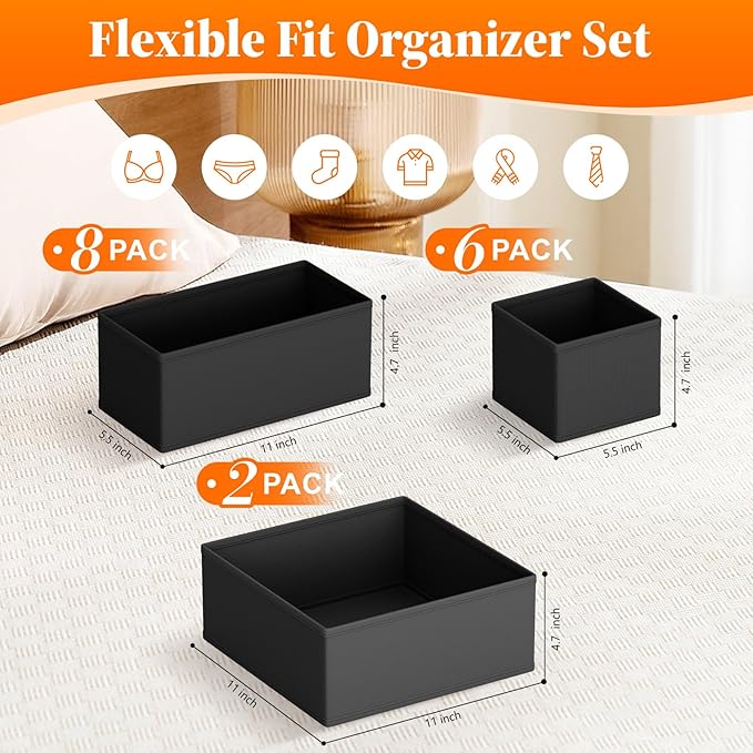 Drawer Organizer Clothes, 16 Pack Drawer Organizers and Underwear Organizer - Image 3