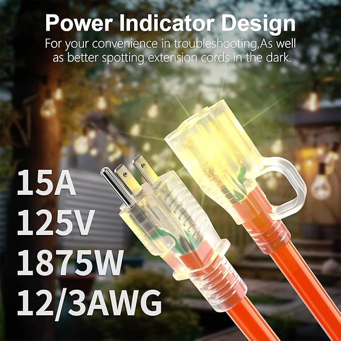 HUANCHAIN 12/3 Gauge 150 ft Outdoor Extension Cord Waterproof Heavy Duty - Image 2