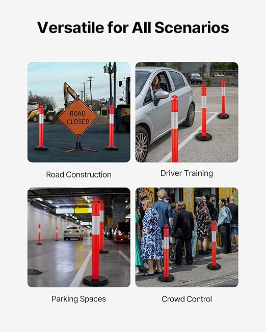 VEVOR 6 Pack Traffic Delineator Posts, 48 inches Traffic Safety Cones - Image 6