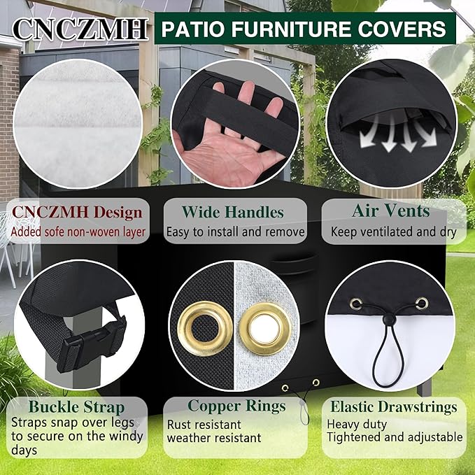 Square Heavy Duty Patio Table Covers Waterproof, 600D Outdoor Dining Table and - Image 4
