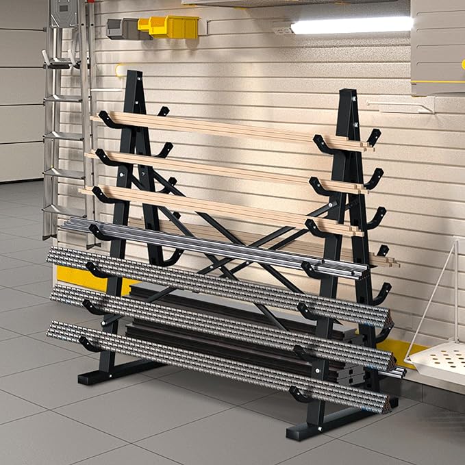 7-Tier Horizontal Storage Rack, Heavy-Duty Freestanding Steel Horizontal Bar - Image 7