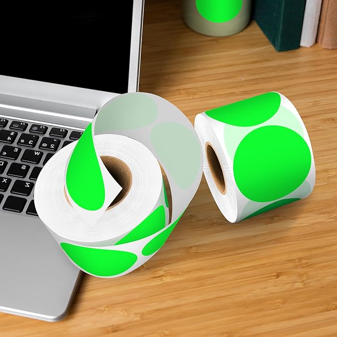 2 Inch Fluorescent Green Circle Sticker Labels, Organizing - Image 6